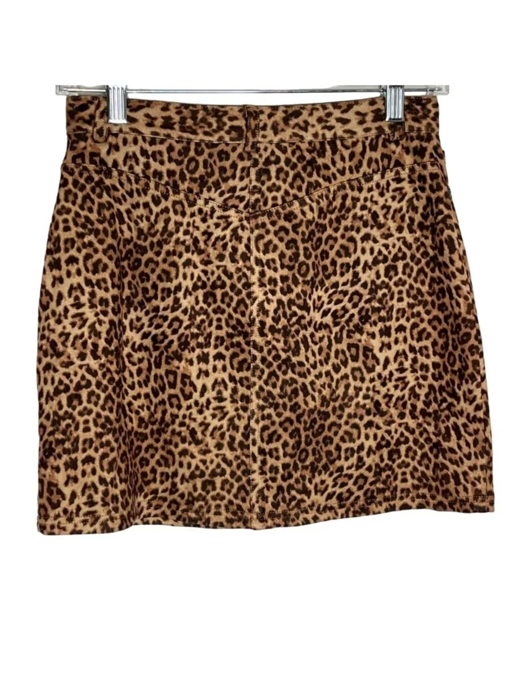 BB Dakota Faux Suede Mini Skirt Womens 2 Brown Leopard Animal Print